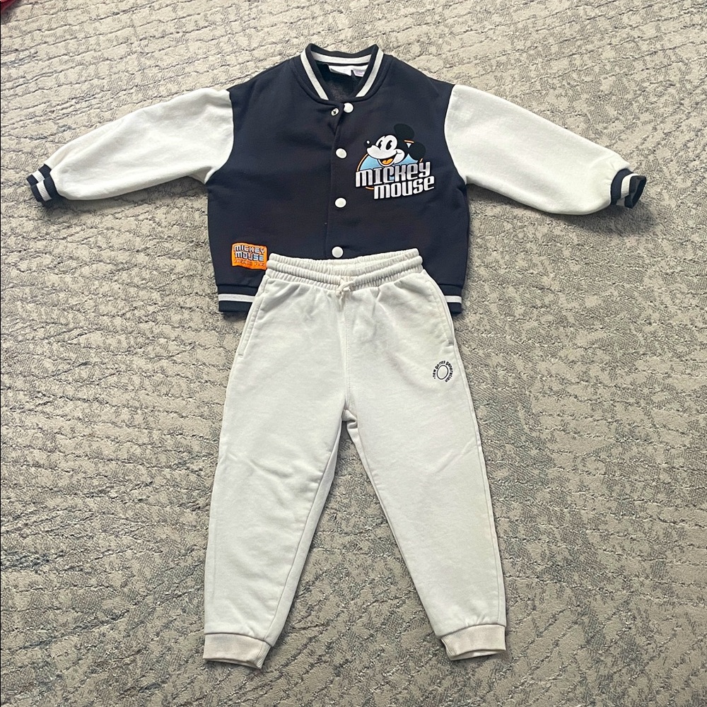 Zara Kids Mickey Mouse Joggers Set - Navy and White